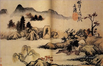 Chino Painting - Caballos de baño Shitao 1699 chino tradicional